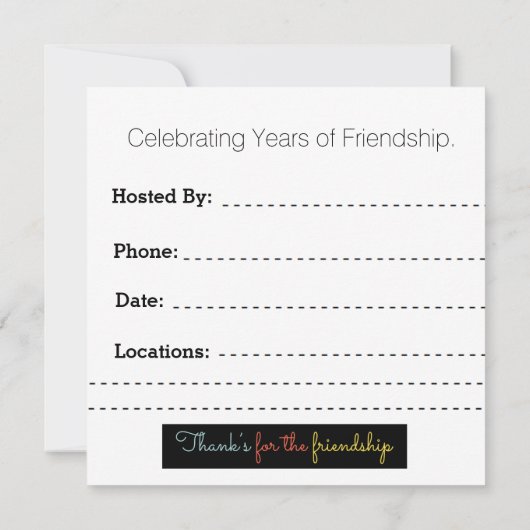 Vriendschapsuitnodigingen Kaart (Achterkant)