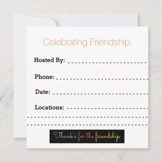 Vriendschapsuitnodigingen Kaart (Achterkant)
