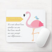 Vriendschapsvrouw Cartoon: Roze Flamingo met Blue  Muismat (Met muis)