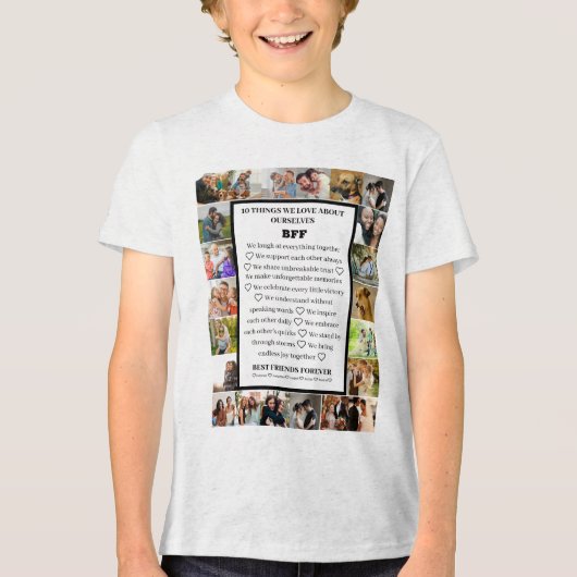 Vriendschapswaardering | BFF 22 Fotocollage Tri-Blend Shirt (Voorkant)