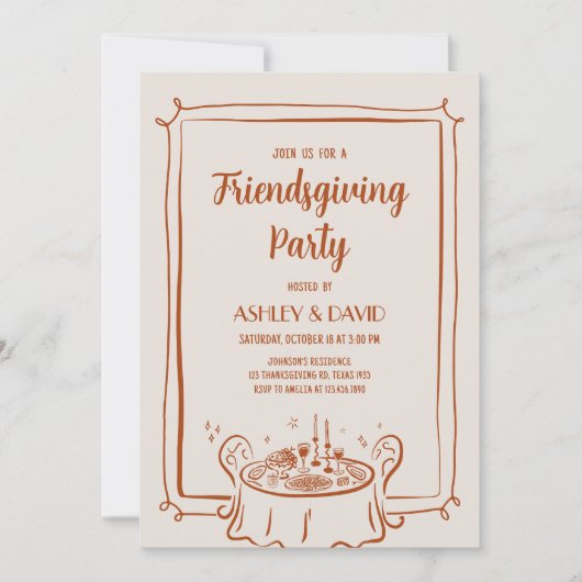Vriendsgeven Diner Herfst Thanksgiving Party Kaart (Voorkant)