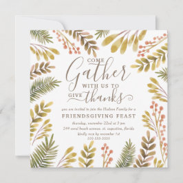 Vriendsgeven Herfst Groen Waterverf Krans Kaart