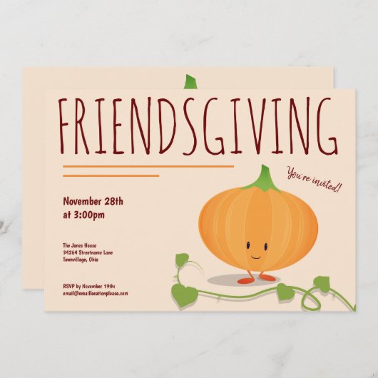 Vriendsgeven Lachende Pompoen Wijnstok Thanksgivin Kaart (Voorkant / Achterkant)