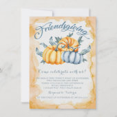 Vriendsgeven pompoen waterverf sinaasappel en blau kaart (Voorkant)