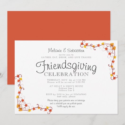 Vriendsgeven Potluck Feest Thanksgiving Diner Kaart (Voorkant / Achterkant)