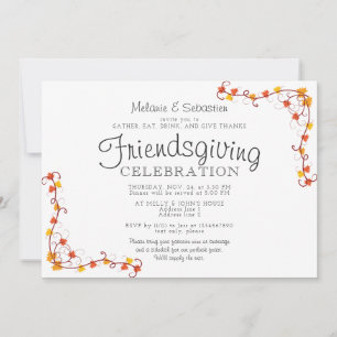 Vriendsgeven Potluck Feest Thanksgiving Diner Kaart