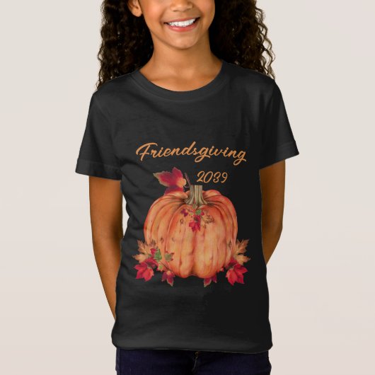 Vriendsgeven | Thanksgiving herfst Oranje pompoen T-shirt (Voorkant)