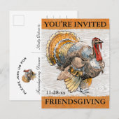 Vriendsgeven Turkije Rustieke Thanksgiving Diner Uitnodiging Briefkaart (Voorkant / Achterkant)