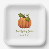 Vriendsgiving Diner Dated Pumpkin Papieren Bordje (Voorkant)