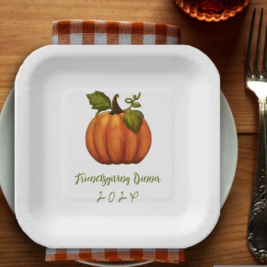 Vriendsgiving Diner Dated Pumpkin Papieren Bordje