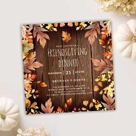 Vriendsgiving Diner Rustieke Thanksgiving Party Kaart
