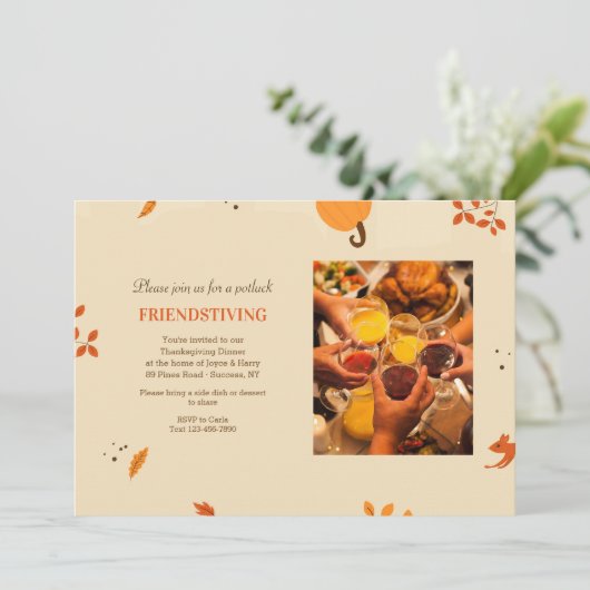 Vriendsgiving Foto Thanksgiving Uitnodiging (Staand voorkant)
