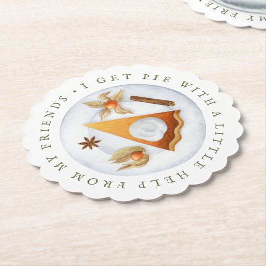 Vriendsgiving Ik krijg taart met hulp van mijn vri Kartonnen Onderzetters (Gekanteld)