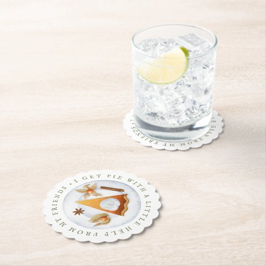 Vriendsgiving Ik krijg taart met hulp van mijn vri Kartonnen Onderzetters (Insitu)