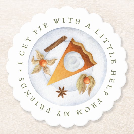 Vriendsgiving Ik krijg taart met hulp van mijn vri Kartonnen Onderzetters (Voorkant)