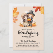 Vriendsgiving Kleine Pelgrims Herfst Waterverf Kaart (Voorkant)