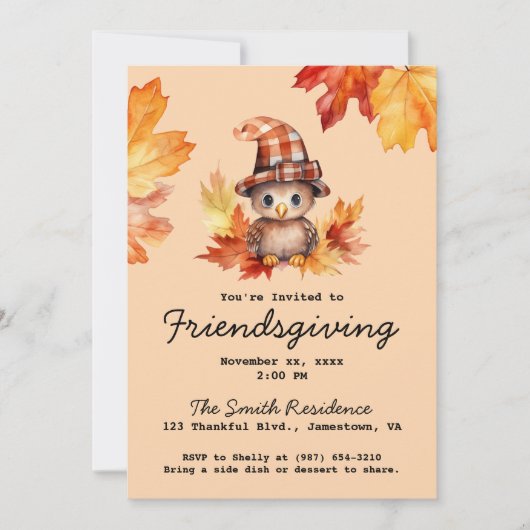 Vriendsgiving Kleine Turkije Herfst Waterverf Kaart (Voorkant)
