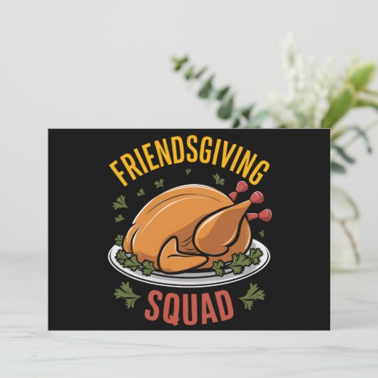 Vriendsgiving Squad Turkije Diner Gift Matching Feestdagenkaart (Staand voorkant)