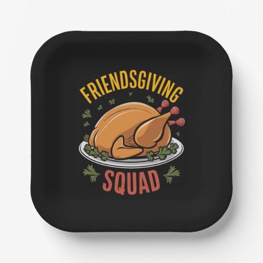 Vriendsgiving Squad Turkije Diner Gift Matching Papieren Bordje (Voorkant)
