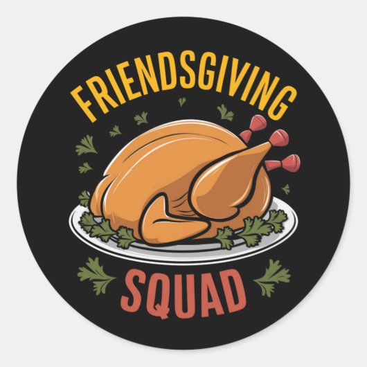 Vriendsgiving Squad Turkije Diner Gift Matching Ronde Sticker (Voorkant)