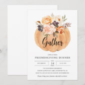 Vriendsgiving Thanksgiving Pompoenuitnodiging Kaart (Voorkant / Achterkant)