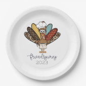 Vriendsgiving Turkije Meisje Grappig Papieren Bordje (Voorkant)