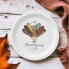 Vriendsgiving Turkije Meisje Grappig Papieren Bordje