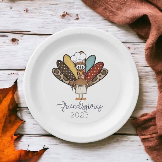 Vriendsgiving Turkije Meisje Grappig Papieren Bordje