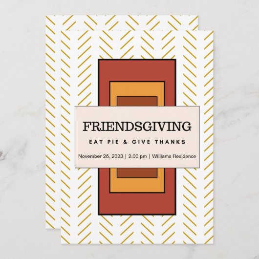 Vriendsgiving Uitnodiging - Geometrisch Modernisme (Voorkant / Achterkant)