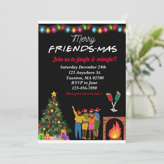 Vriendskerstuitnodiging! Fun, Cute Kaart (Staand voorkant)