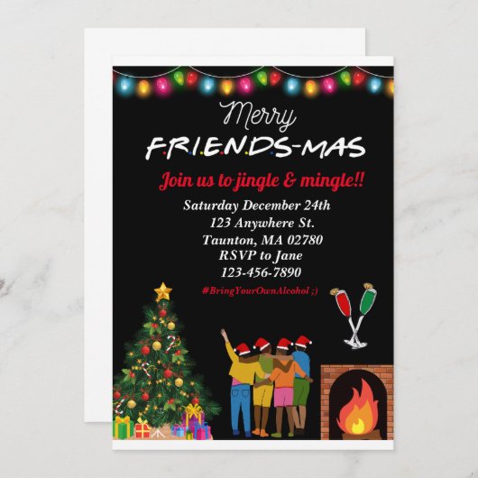 Vriendskerstuitnodiging! Fun, Cute Kaart (Voorkant / Achterkant)