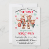 Vriendsmas Kantoor Party Dieren Kerstmis Kaart (Voorkant)
