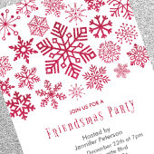 Vriendsmas uitnodiging Kerstmis Sneeuwvlokken Rood
