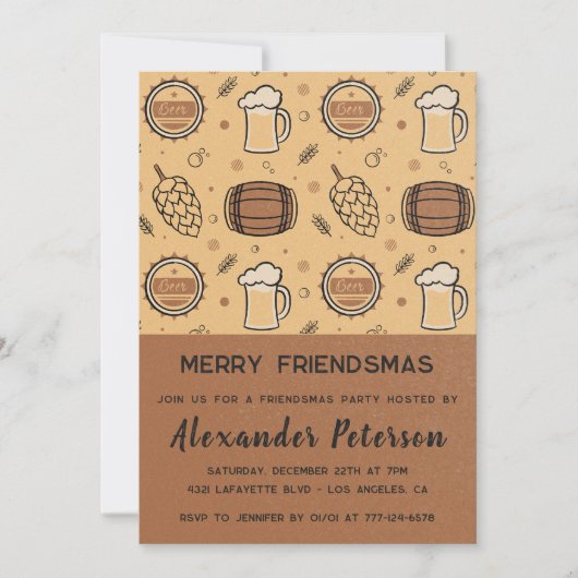 Vriendsmas uitnodigingen Beer Rustic Mannen (Voorkant)