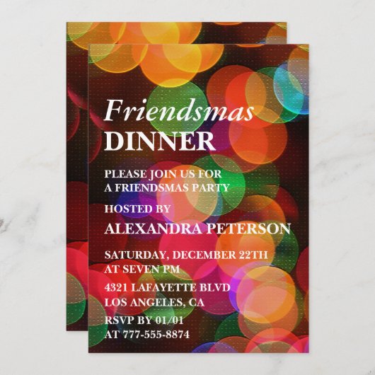 Vriendsmas uitnodigingen Diner Confetti Sparkle (Voorkant / Achterkant)