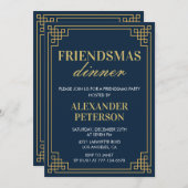 Vriendsmas uitnodigingen Diner Navy Gold (Voorkant / Achterkant)