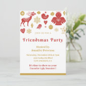 Vriendsmas uitnodigingen Kerst Nordic Gold (Staand voorkant)