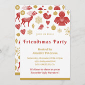 Vriendsmas uitnodigingen Kerst Nordic Gold (Voorkant / Achterkant)