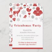 Vriendsmas uitnodigingen Kerst Nordic Grey (Voorkant / Achterkant)