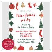 Vriendsmas uitnodigingen Schattigee kerstbomen sok