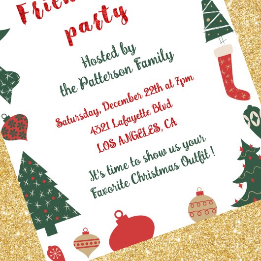 Vriendsmas uitnodigingen Schattigee kerstbomen sok