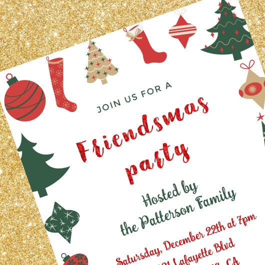 Vriendsmas uitnodigingen Schattigee kerstbomen sok