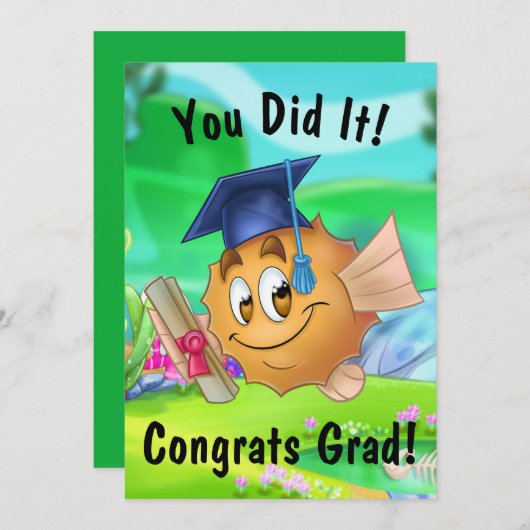 VriendVis cartoon Afstuderen Kaart (Voorkant / Achterkant)