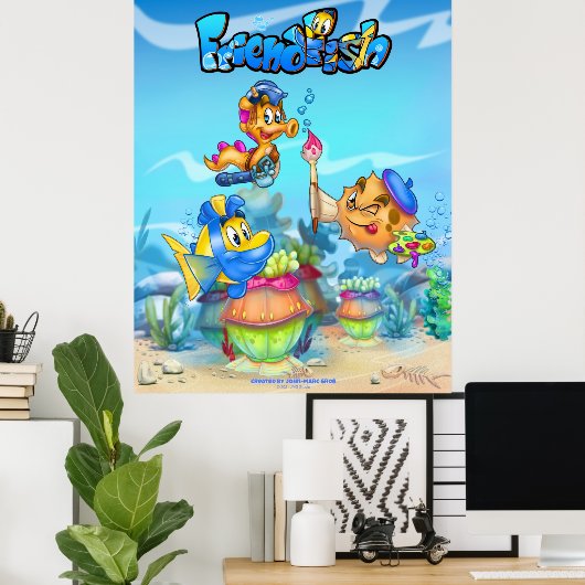 VriendVis poster van schattige cartoon (Thuiskantoor)