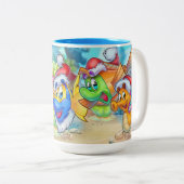 VriendVis schattige cartoon Tweekleurige Koffiemok (Voorkant rechts)