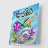 VriendVis schattige cartoon Vierkante Klok (Hoek)