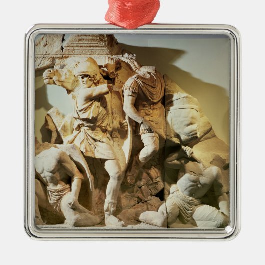 Vriesdetail van een gevechtsscène metalen ornament (Voorkant)