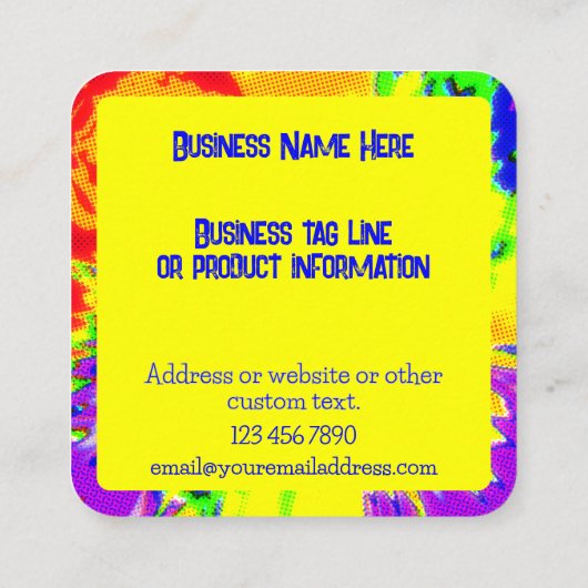 Vriesdrogen gedroogd Snoep Custom Kleurrijk Gepers Vierkante Visitekaartje (Achterkant)
