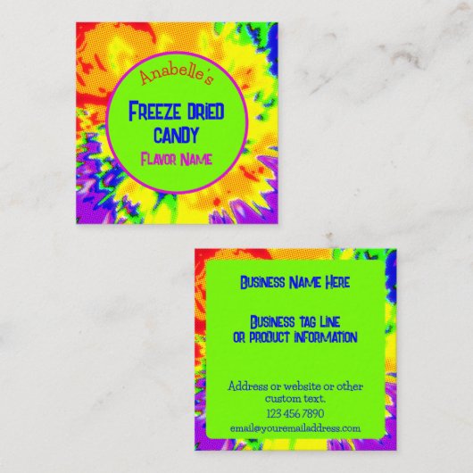 Vriesdrogen gedroogd Snoep Custom Kleurrijke Brigh Vierkante Visitekaartje (Voorkant / Achterkant)