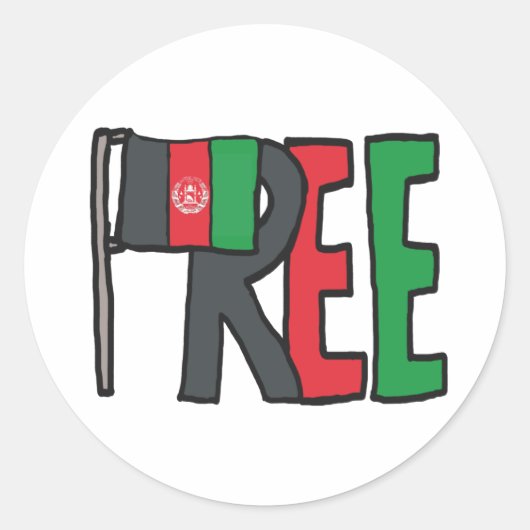 Vrij Afghanistan Ronde Sticker (Voorkant)